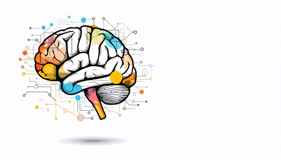 Colorful diagram showing how exercise activates different areas of a child's brain