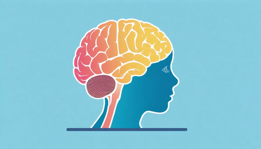 Anatomical diagram showing how water influences different regions of a child's brain