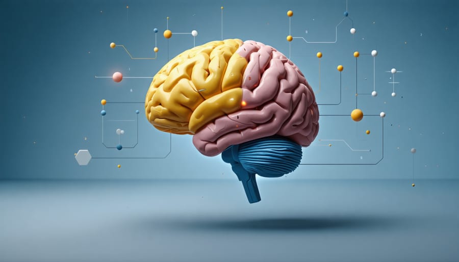 Colorful 3D illustration of a child's brain with labeled regions showing where different micronutrients have the most impact