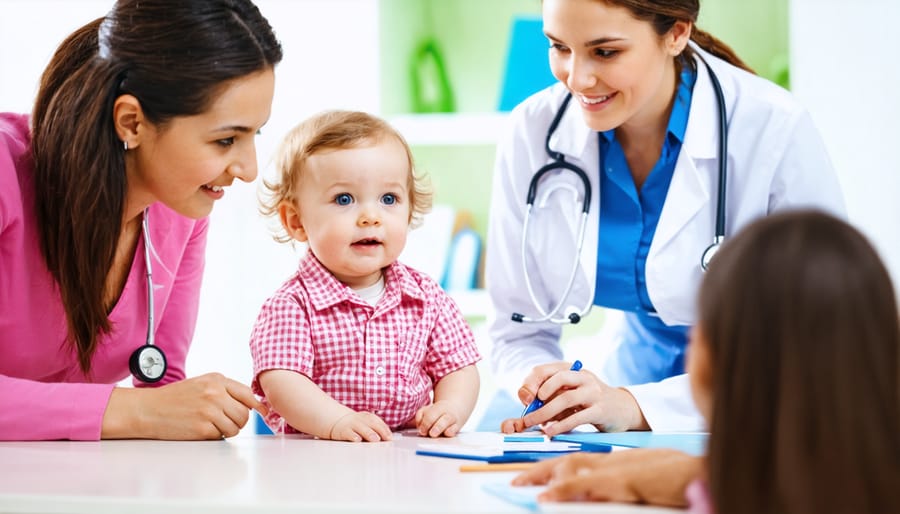 Young patient engaged in therapy session with multiple healthcare specialists providing coordinated care