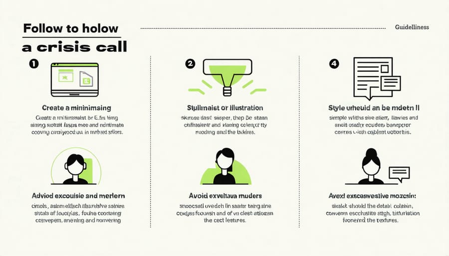 Step-by-step visual guide showing the process of making and receiving crisis support