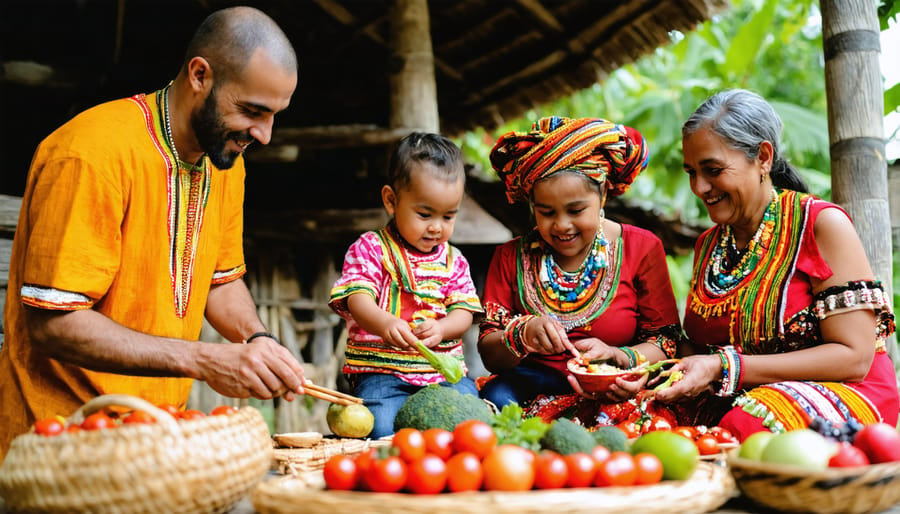 Family members of different generations sharing cultural traditions and building identity