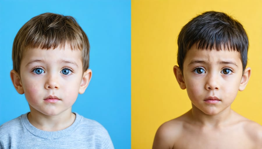 Comparison showing a happy, focused child and a tired, irritable child demonstrating hydration effects