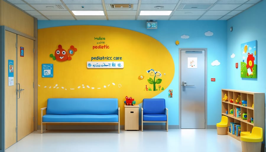 Culturally inclusive pediatric healthcare environment with diverse visual elements