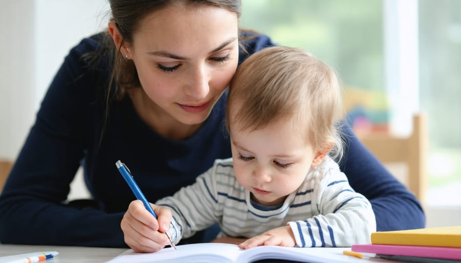 Parent and child having a supportive conversation, with the parent showing empathy and attention