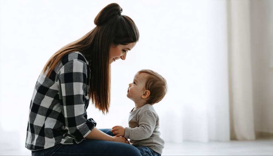 Parent sitting next to child on couch, showing emotional support and understanding