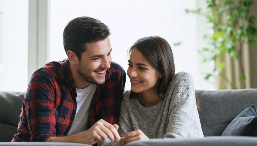 Parent and teenager engaged in open communication at home