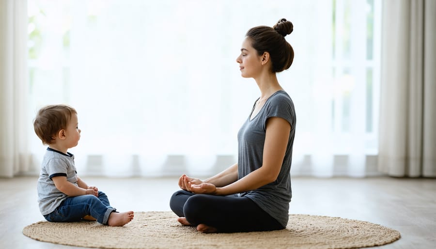 Parent engaging in self-care activities while maintaining connection with their child