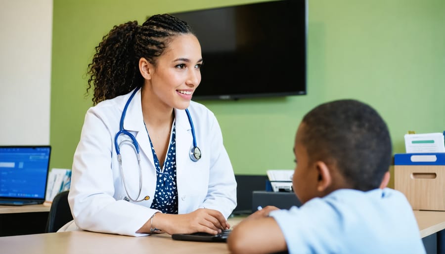 School counselor providing support to a student in a welcoming office environment