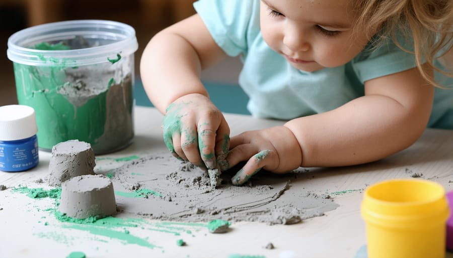 Child's hands molding therapeutic clay, demonstrating fine motor skill development