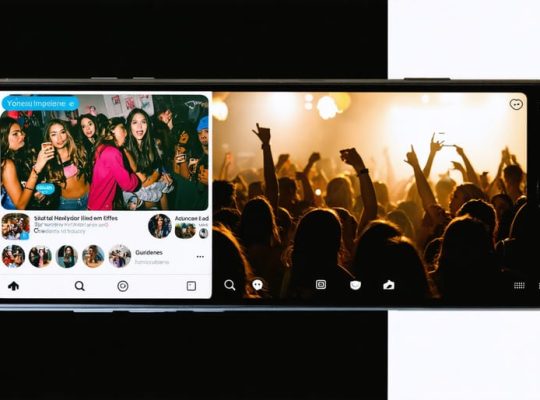 Split-screen image depicting the dual influence of social media on teens, showing glamorous party content on a smartphone and the contrasting struggles teens face due to substance use.