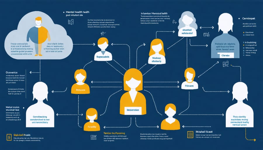 Circular diagram showing various support team members connected around a child