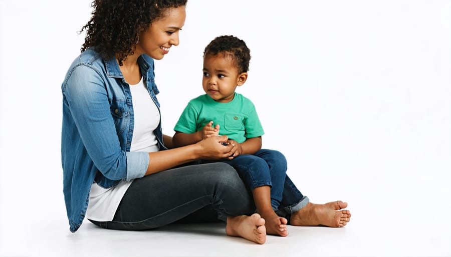 Parent demonstrating active listening skills while engaged in conversation with their child