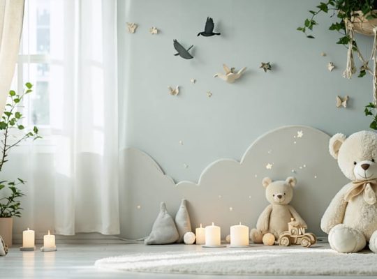 Visually calming room setup for an autistic child, featuring soft lighting, muted colors, and minimal decorations to reduce visual stimulation.