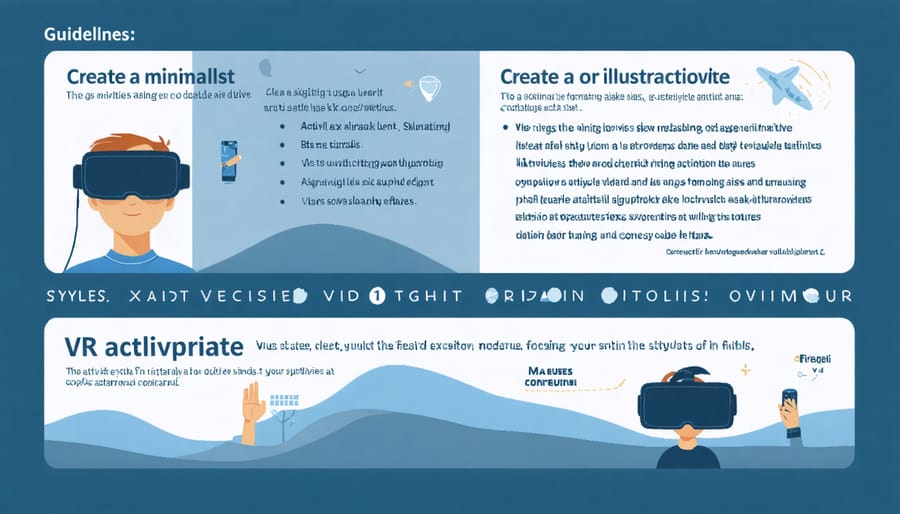 Visual guide displaying VR safety recommendations and age-specific activities